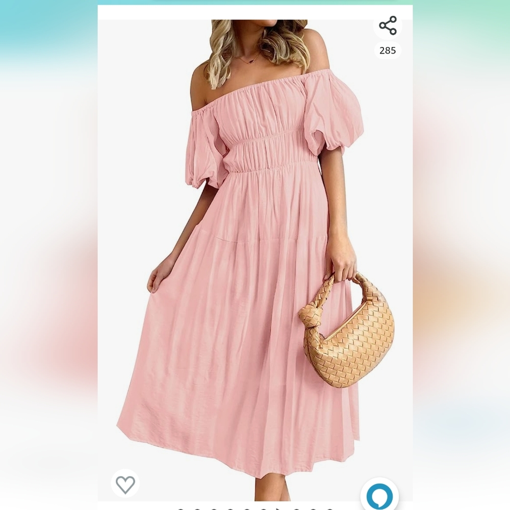 ZESICA Women's 2023 Sexy Boho Off Shoulder Puff Short Sleeve High Waist Ruffled